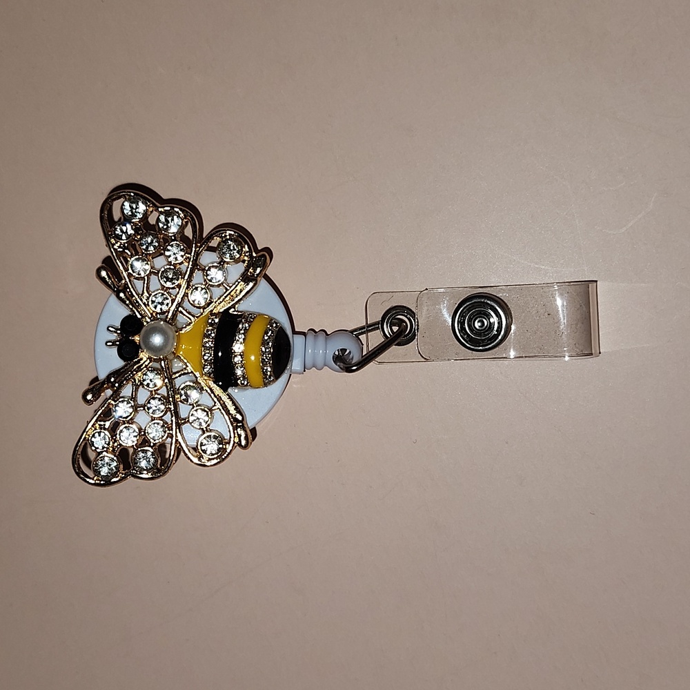 New Id Buckle Rhinestone Badge Holders Retractable